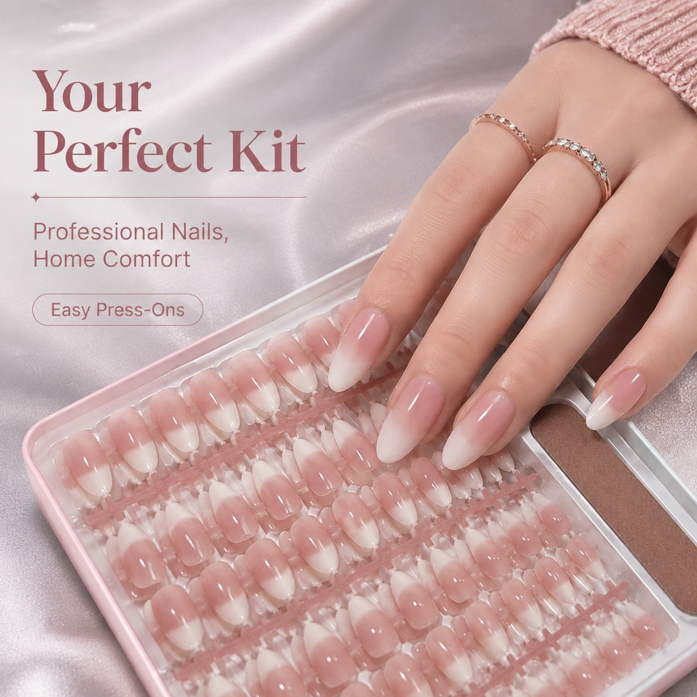Nail Art Ombre Pink - 150 Uñas Postizas Estilo Francés con