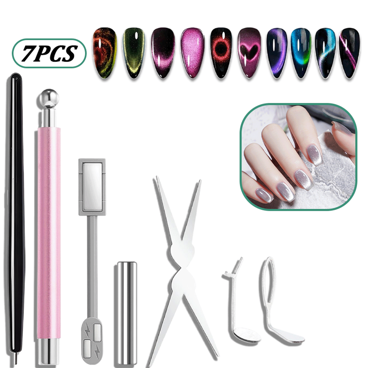 Nail Art Full Color - Juego de 7 imanes para uñas