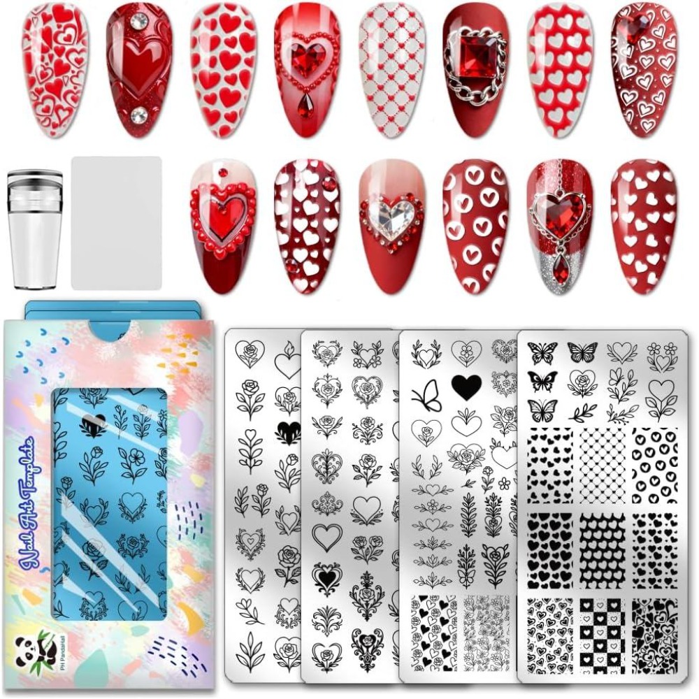 Nail Art Love - 4 Placas de Estampado de Uñas