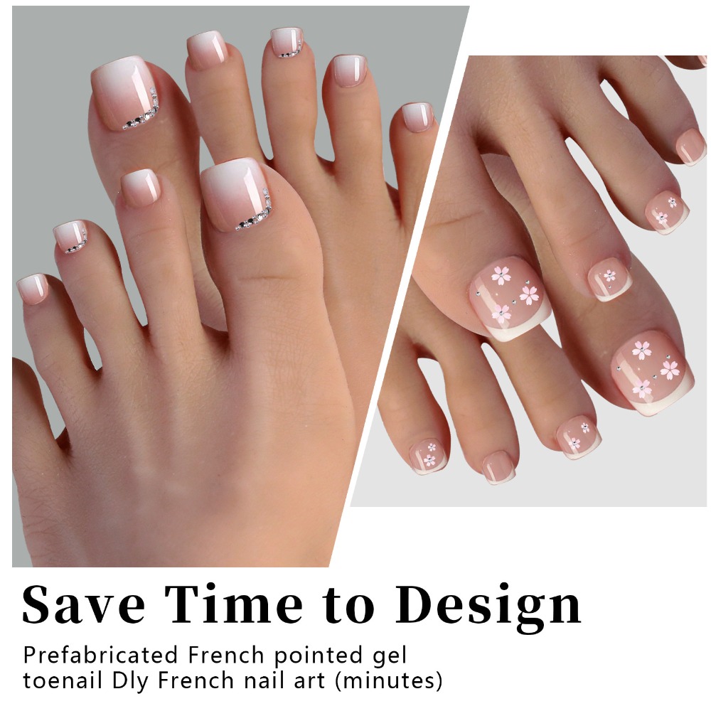 Nail Art Ombre Pink - Uñas postizas cortas cuadradas de color