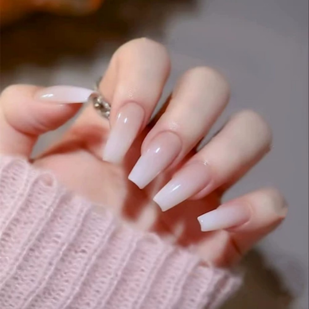 Nail Art Full Color - 24 Uñas Postizas Largas Tipo Ataúd