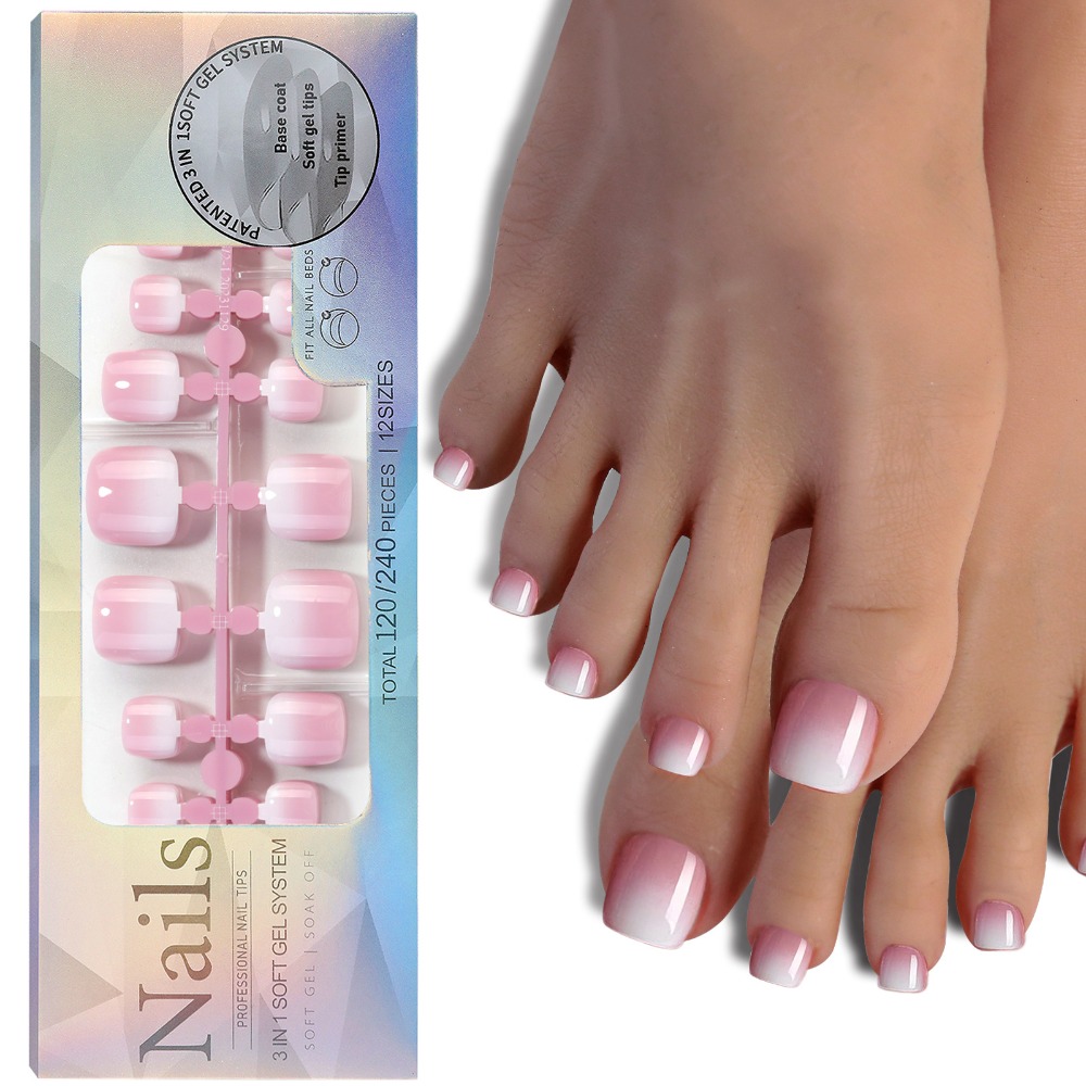 Uñas postizas cortas cuadradas - Nail Art Ombre Pink reseña y precio